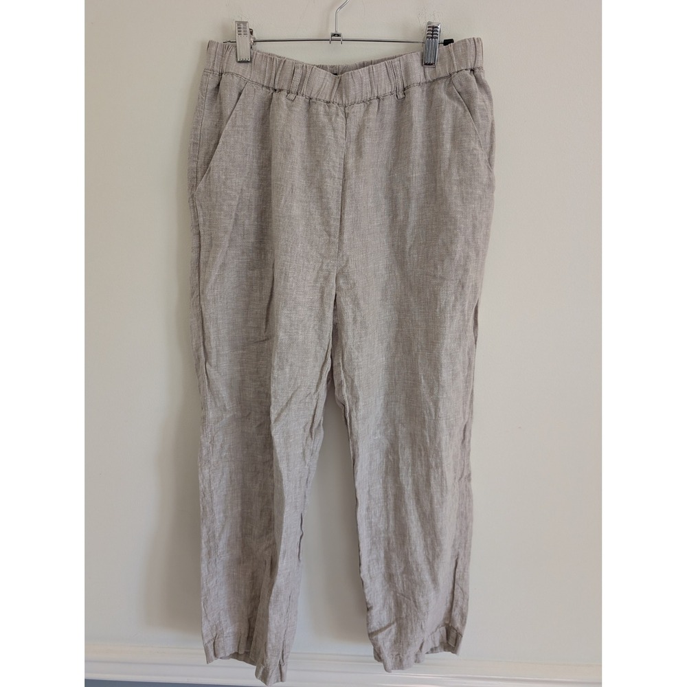 Quince Womens 100% European Linen Ankle Pants Oatmeal medium coastal neutral